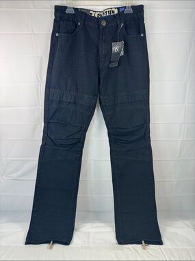 Beats & Rhythm Jet Black Moto Jeans Men 34x34 Biker Denim NWT